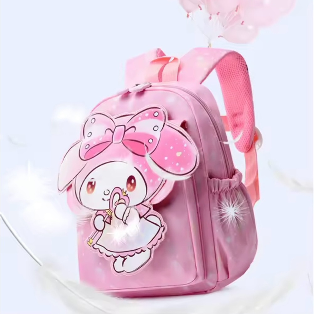 Kawaii Pink Melody Bunny Backpack – Kids’ School Bag (29×21×10cm)